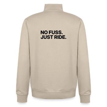 Pas de tracas - Juste rouler - Sweat zippé unisexe en coton bio Stanley/Stella - beige crème - Dos - AI Model Male 185 dark (185cm)
