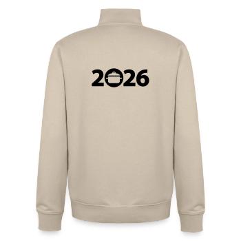 Chef 2026, Chef 2026, Restaurateur 2026 - Sweat zippé unisexe en coton bio Stanley/Stella - beige crème - Dos - AI Model Male 185 dark (185cm)
