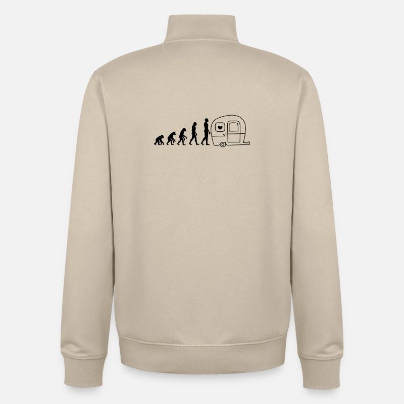 EVOLUTION CAMPING! WOHNMOBIL VANLIFE - Unisex Organic Zip Sweatshirt von Stanley/Stella - Cremebeige