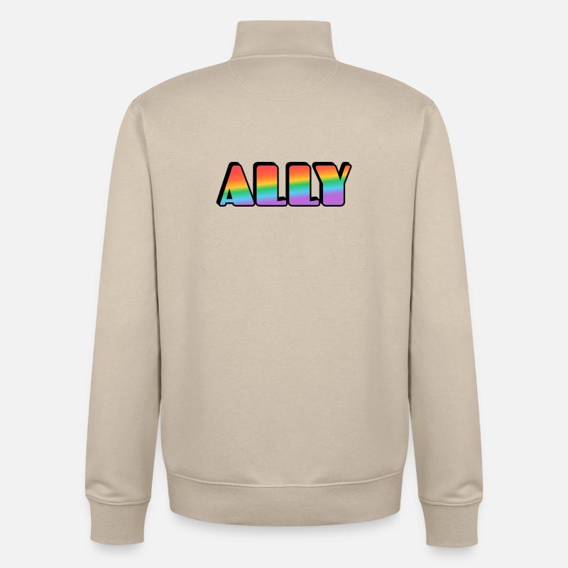 Lettres arc-en-ciel Ally - Sweat zippé unisexe en coton bio Stanley/Stella - beige crème