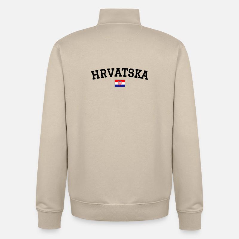 Drapeau Croatie Noir - Sweat zippé unisexe en coton bio Stanley/Stella - beige crème