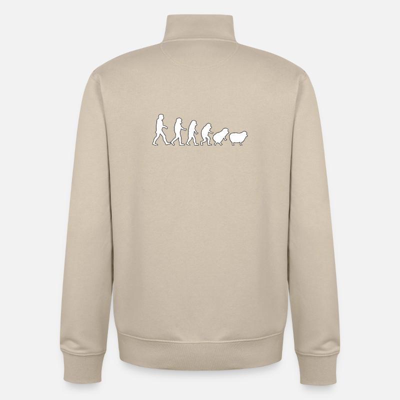 Evolution to Sheep: Herd Mindset - Unisex Organic Zip Sweatshirt by Stanley/Stella - desert dust