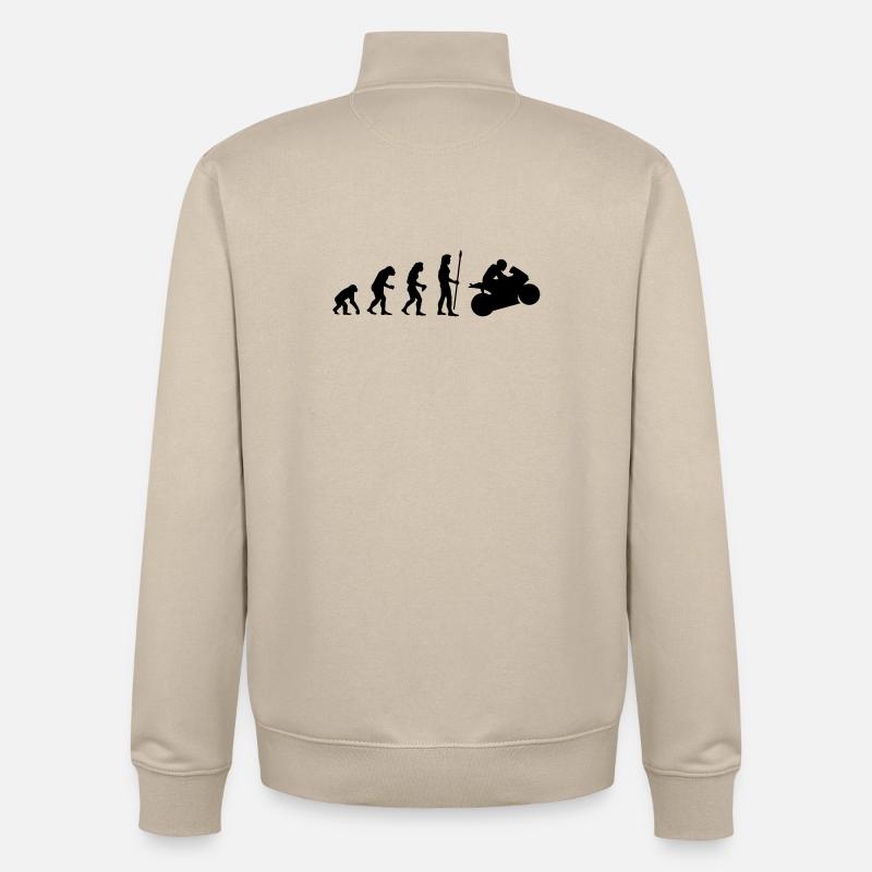 evolution_motorbike1 - Sweat zippé unisexe en coton bio Stanley/Stella - beige crème