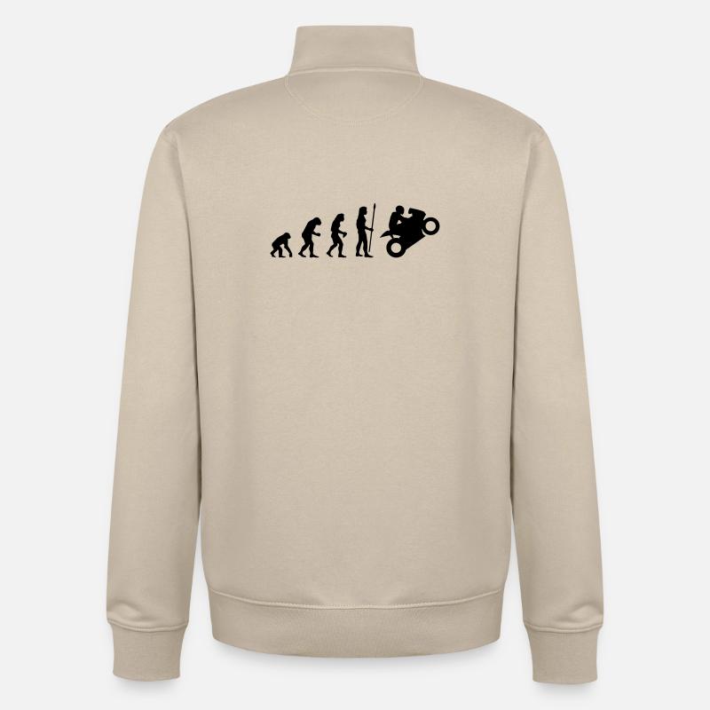 evolution_biker - Sweat zippé unisexe en coton bio Stanley/Stella - beige crème