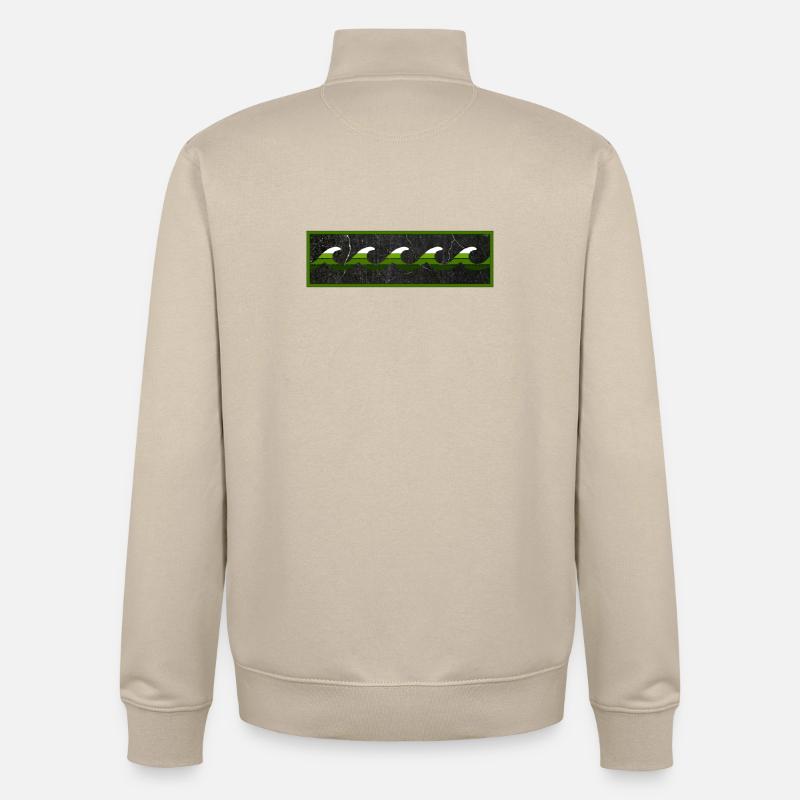 Logo Surfer Vert Blanc Noir - Sweat zippé unisexe en coton bio Stanley/Stella - beige crème