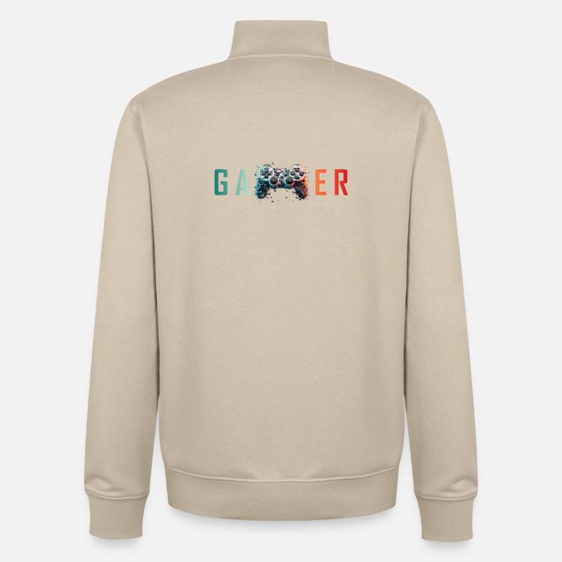 GAMER - Explosive Controller Design - Unisex Organic Zip Sweatshirt by Stanley/Stella - desert dust