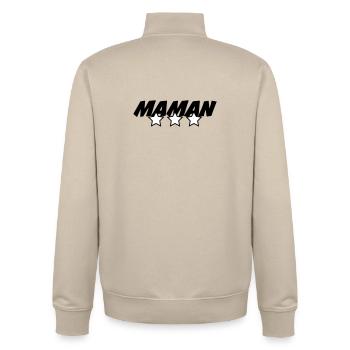Maman d'Amour - Muttertag - Unisex Organic Zip Sweatshirt von Stanley/Stella - Cremebeige - Hinten - AI Model Male 185 dark (185cm)