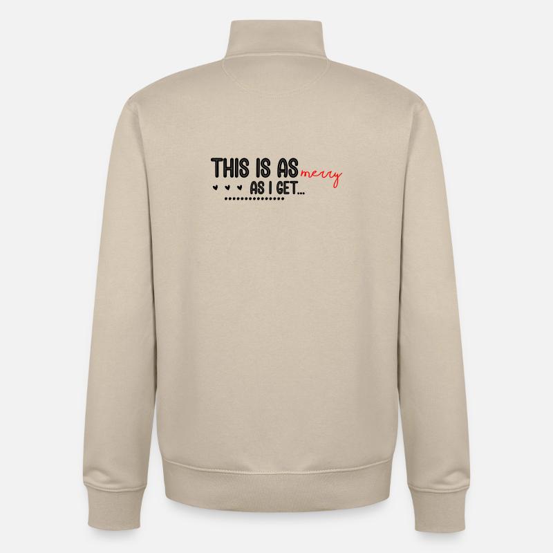 Merry Red Script Logo auf Schwarz - Unisex Organic Zip Sweatshirt von Stanley/Stella - Cremebeige