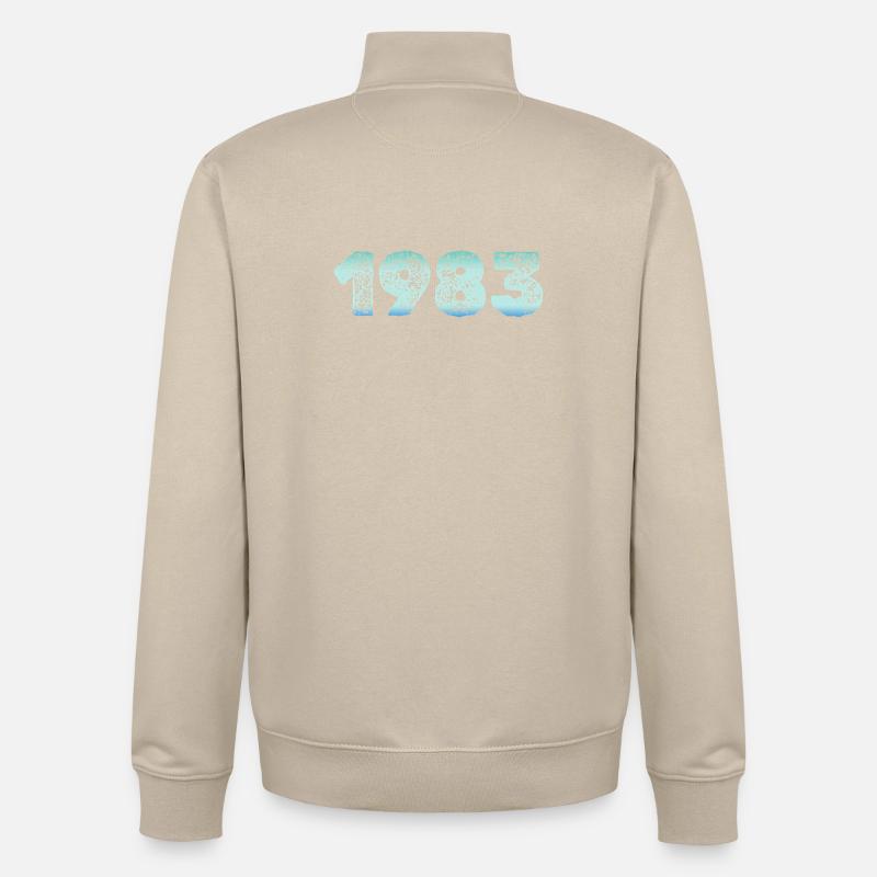 1983 Grunge Gradient Digits - Sweat zippé unisexe en coton bio Stanley/Stella - beige crème
