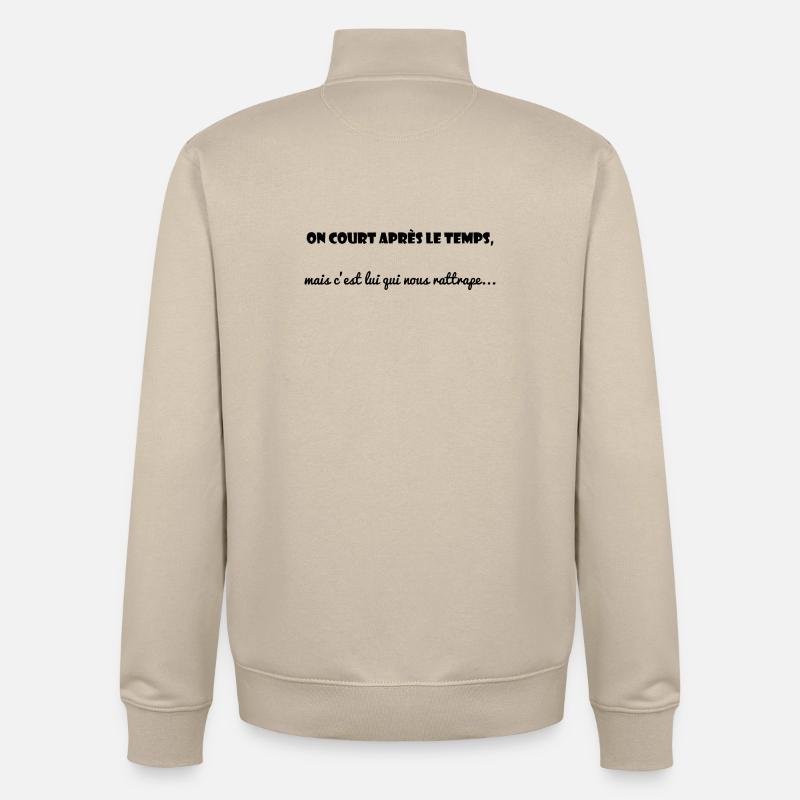 MESSAGE. CITATIONS. HUMOUR. CITATIONS DRÔLES - Sweat zippé unisexe en coton bio Stanley/Stella - beige crème