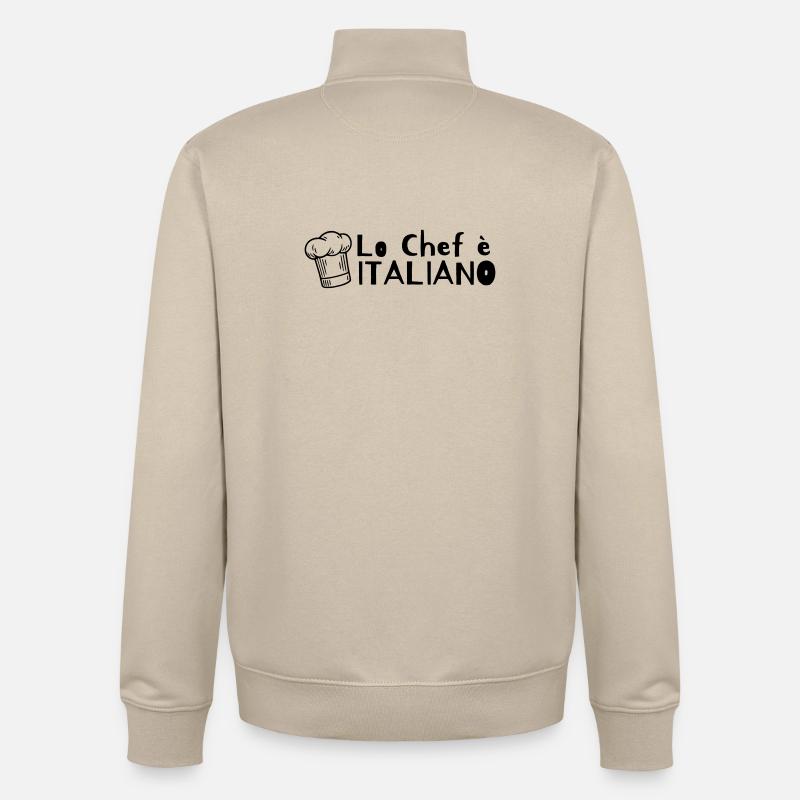 Lo chef è Italiano - Sweat zippé unisexe en coton bio Stanley/Stella - beige crème