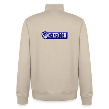 Chapeau de chef chef - Sweat zippé unisexe en coton bio Stanley/Stella - beige crème - Dos - AI Model Male 185 dark (185cm)