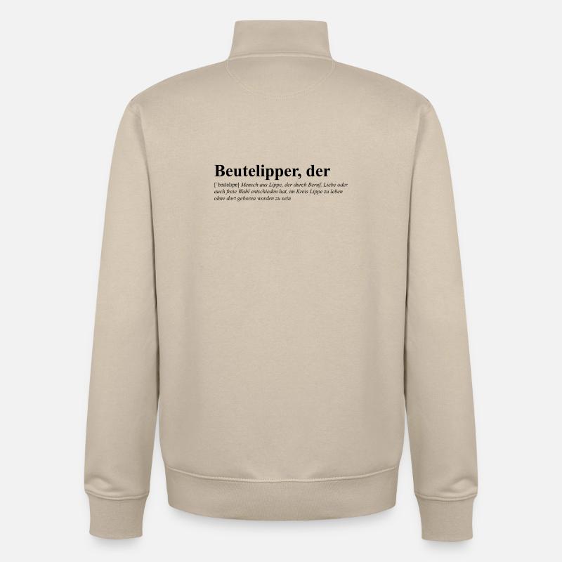 Beutelipper - Wörterbuch - Unisex Organic Zip Sweatshirt von Stanley/Stella - Cremebeige