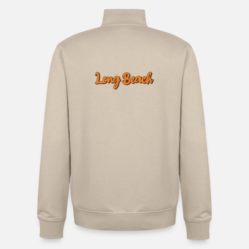 Long Beach Retro Script - Unisex Organic Zip Sweatshirt by Stanley/Stella - desert dust