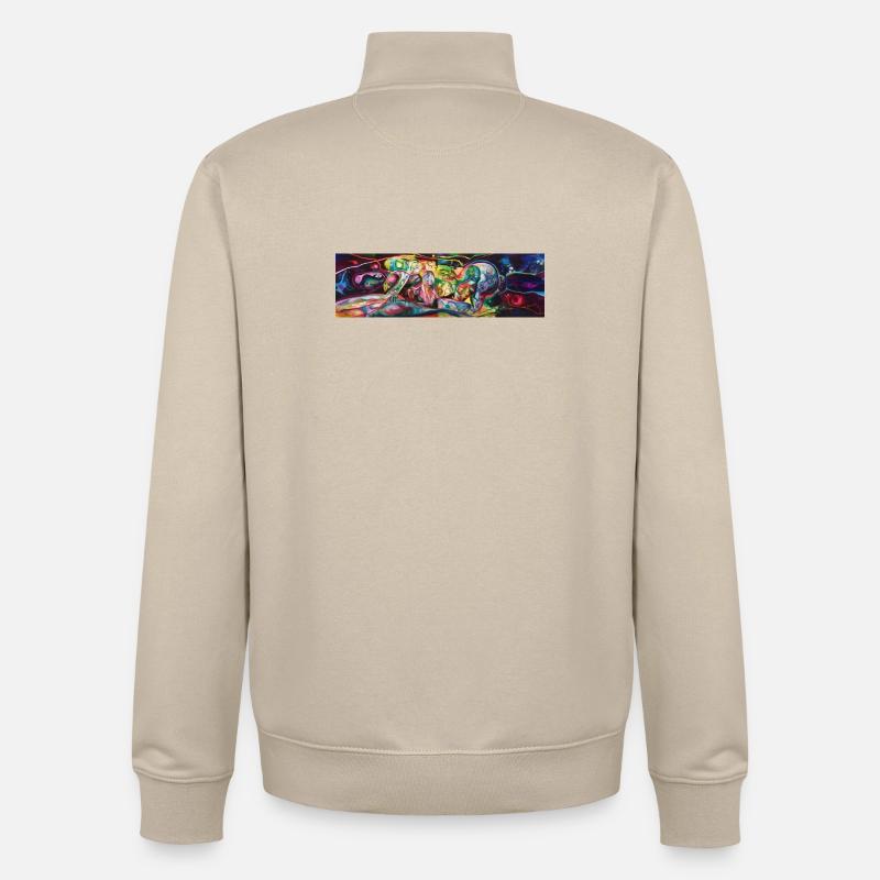 Vivid Faces in Neon Graffiti - Unisex Organic Zip Sweatshirt by Stanley/Stella - desert dust