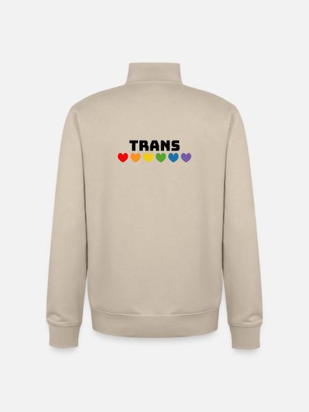 Rainbow heart trans black - Unisex Organic Zip Sweatshirt by Stanley/Stella - desert dust