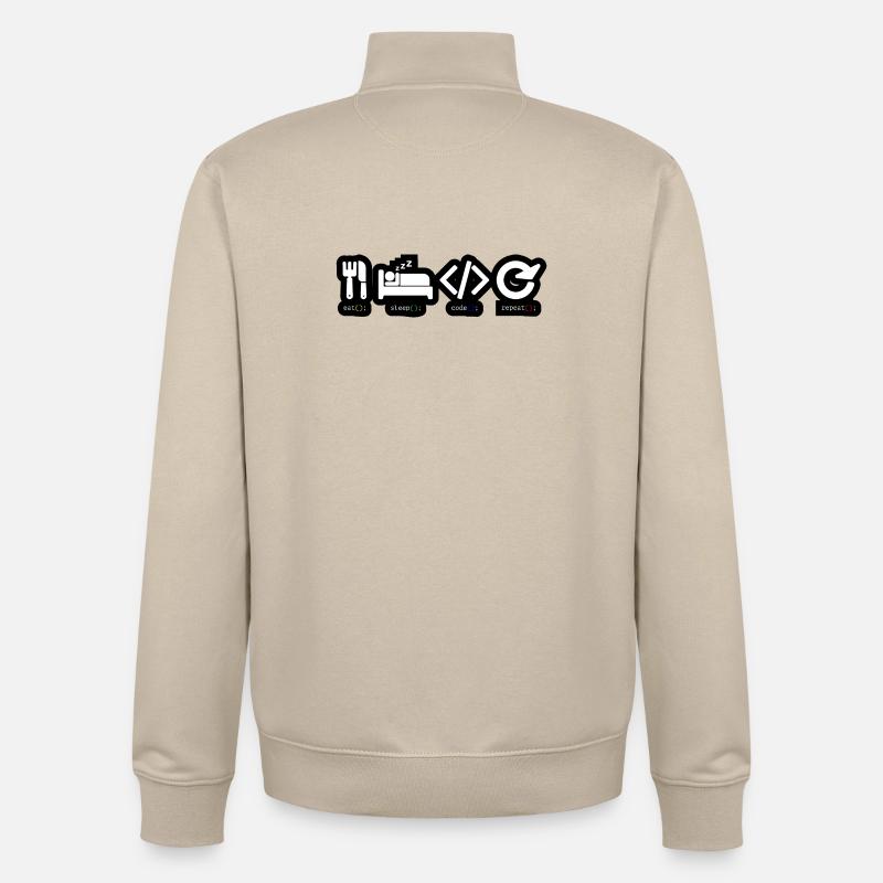 Code Sleep Repeat Developer Life - Sweat zippé unisexe en coton bio Stanley/Stella - beige crème