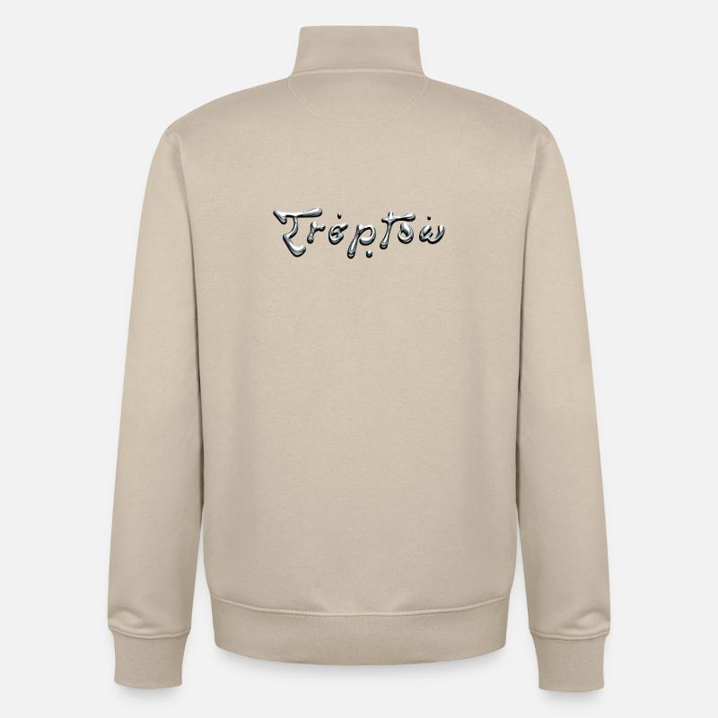Typographie Treptow Liquid Chrome - Sweat zippé unisexe en coton bio Stanley/Stella - beige crème