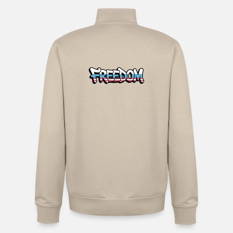 Freedom Typografie Statement Design - Unisex Organic Zip Sweatshirt von Stanley/Stella - Cremebeige