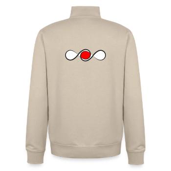 Ligne éternelle avec accent rouge - Sweat zippé unisexe en coton bio Stanley/Stella - beige crème - Dos - AI Model Male 185 dark (185cm)