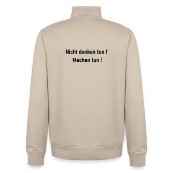 Nicht denken tun - Unisex Organic Zip Sweatshirt von Stanley/Stella - Cremebeige - Hinten - AI Model Male 185 dark (185cm)