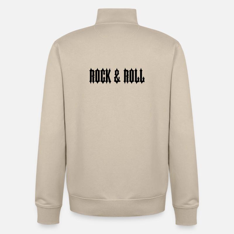 "ROCK & ROLL" SCHWARZER TEXT - Unisex Organic Zip Sweatshirt von Stanley/Stella - Cremebeige