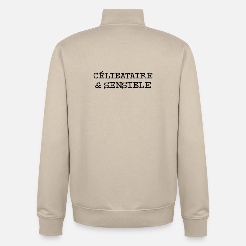 Célibataire & Sensible - Sweat zippé unisexe en coton bio Stanley/Stella - beige crème