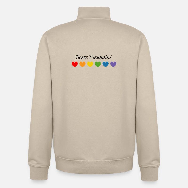 Regenbogenherzchen Beste Freundin - Unisex Organic Zip Sweatshirt von Stanley/Stella - Cremebeige
