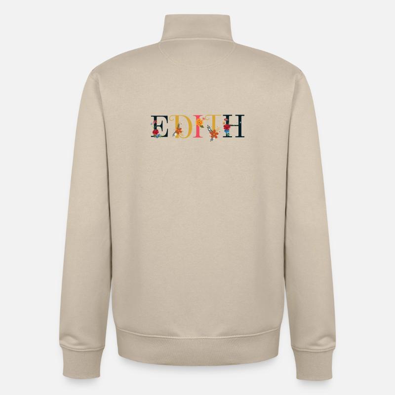 EDITH Name mit Blumen geschmückt - Unisex Organic Zip Sweatshirt von Stanley/Stella - Cremebeige