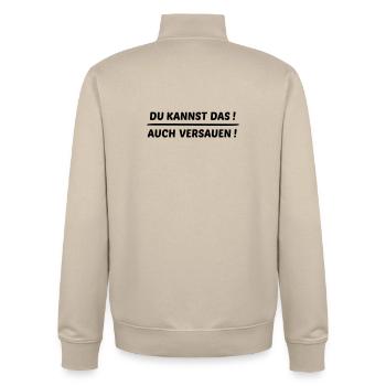 You can mess this up too - Unisex Organic Zip Sweatshirt by Stanley/Stella - desert dust - Back - AI Model Male 185 dark (185cm)