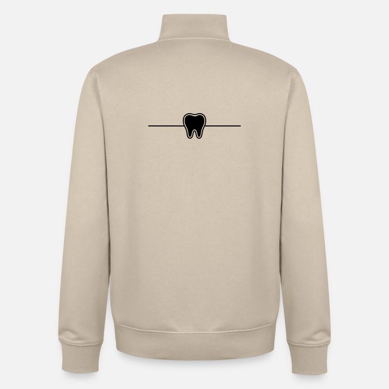 Élément symbole de dent - Sweat zippé unisexe en coton bio Stanley/Stella - beige crème