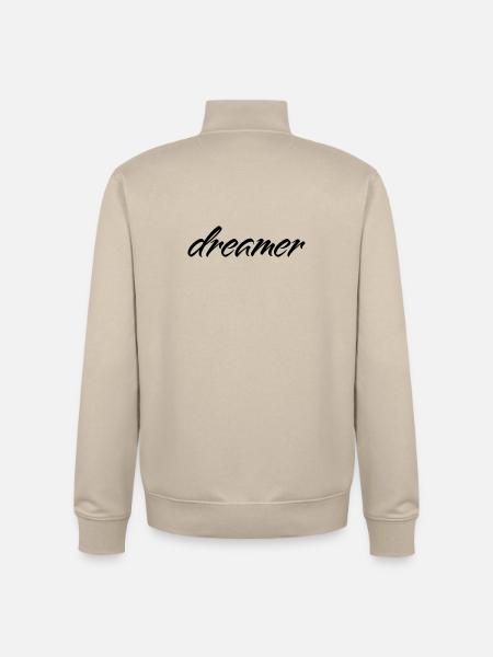 Dreamer Minimalist Saying T-Shirt - Unisex Organic Zip Sweatshirt by Stanley/Stella - desert dust