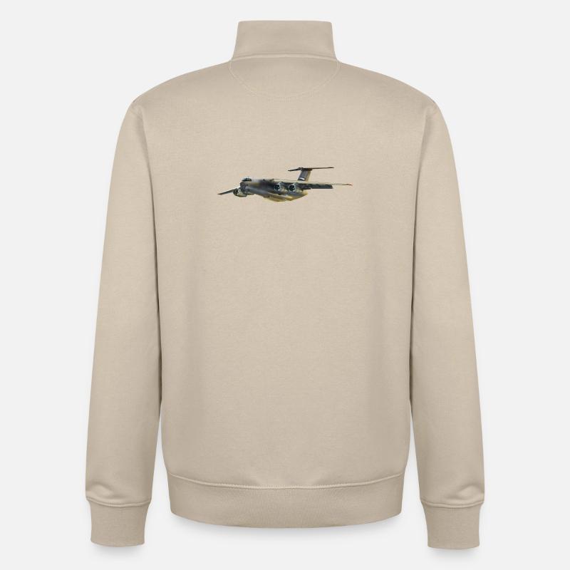 Silhouette d’avion cargo en gris - Sweat zippé unisexe en coton bio Stanley/Stella - beige crème