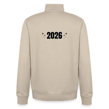 2026 - Jahr - Linie - Jahreswechsel - Unisex Organic Zip Sweatshirt von Stanley/Stella - Cremebeige - Hinten - AI Model Male 185 dark (185cm)