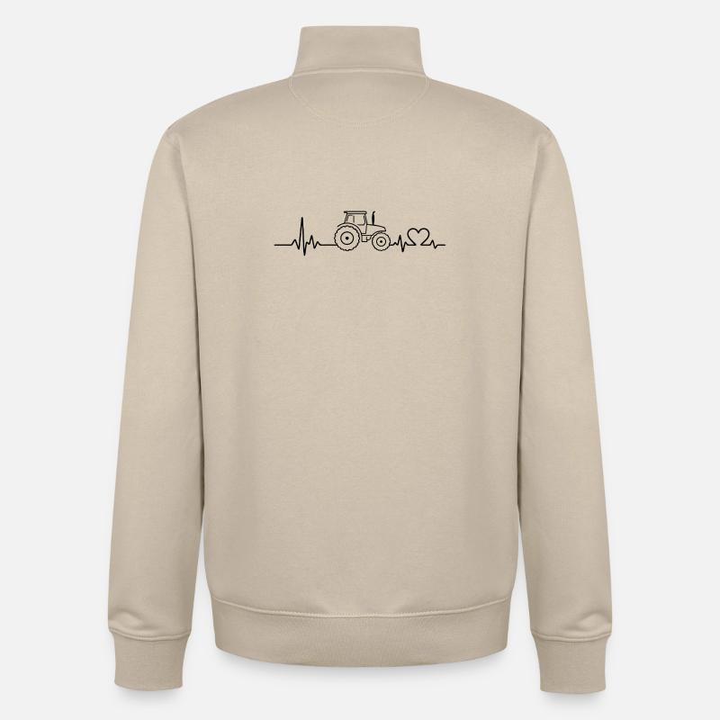 Traktor Puls EKG Herzfrequenz - Unisex Organic Zip Sweatshirt von Stanley/Stella - Cremebeige