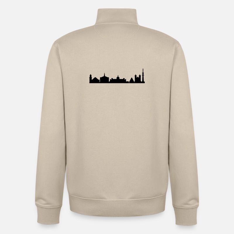 Silhouette de Karlsruhe - Sweat zippé unisexe en coton bio Stanley/Stella - beige crème