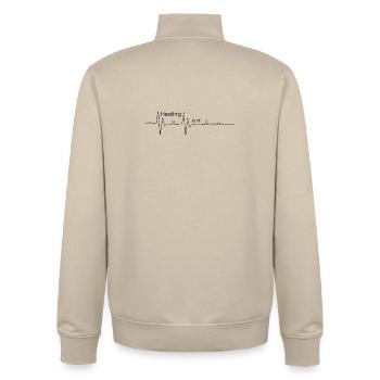 Healing is not linear - cardiogram - Unisex Organic Zip Sweatshirt by Stanley/Stella - desert dust - Back - AI Model Male 185 dark (185cm)