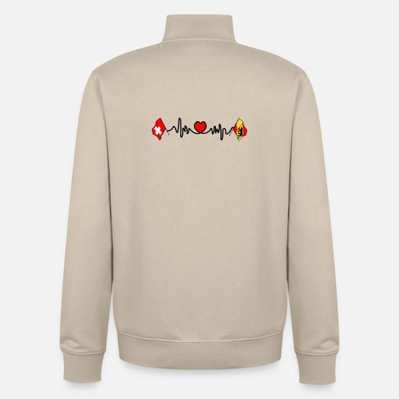 Cardio heart Drapeau Suisse, drapeau Berne - Sweat zippé unisexe en coton bio Stanley/Stella - beige crème