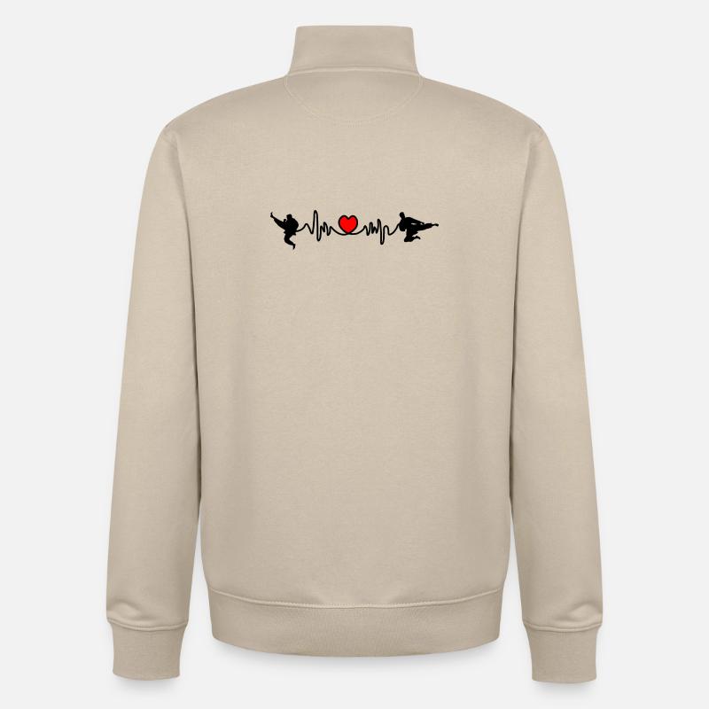 Karate Cardio oder Herzfrequenz mit Karate-Kicks - Unisex Organic Zip Sweatshirt von Stanley/Stella - Cremebeige