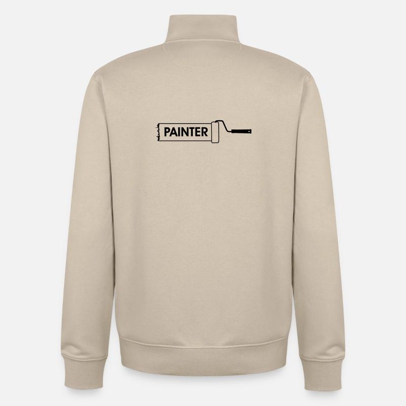 Paint roller transparent with text 'PAINTER' - Unisex Organic Zip Sweatshirt by Stanley/Stella - desert dust