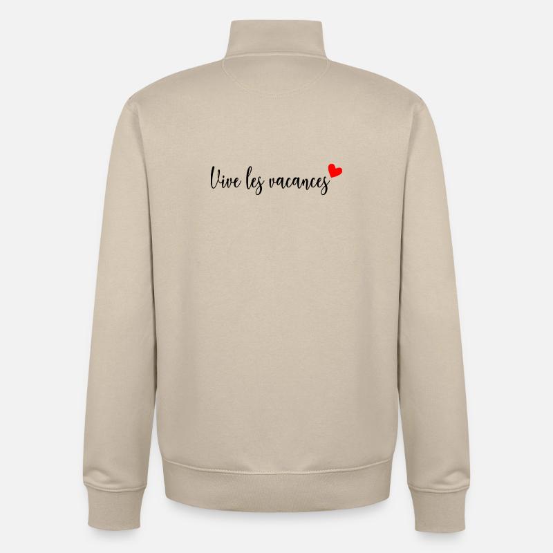 MERCI. MAÎTRESSE. MAÎTRE. VACANCES - Sweat zippé unisexe en coton bio Stanley/Stella - beige crème