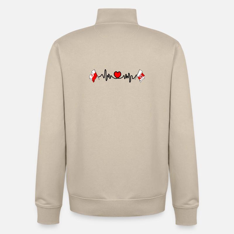 Cardio cardio drapeau Pologne, Poméranie occidentale - Sweat zippé unisexe en coton bio Stanley/Stella - beige crème