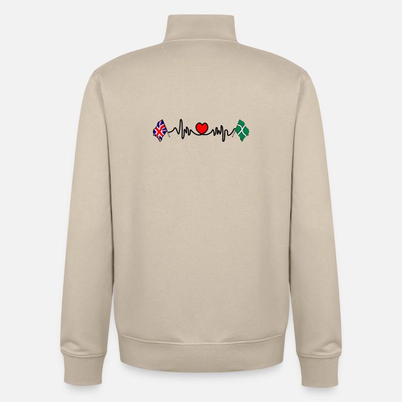 Devon & Großbritannien Herzschlag - Unisex Organic Zip Sweatshirt von Stanley/Stella - Cremebeige