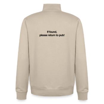 If found please return to pub! - Unisex Organic Zip Sweatshirt von Stanley/Stella - Cremebeige - Hinten - AI Model Male 185 dark (185cm)