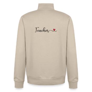 Teacher - Unisex Organic Zip Sweatshirt by Stanley/Stella - desert dust - Back - AI Model Male 185 dark (185cm)