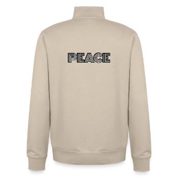Peace Retro Bold Typography - Unisex Organic Zip Sweatshirt by Stanley/Stella - desert dust - Back - AI Model Male 185 dark (185cm)