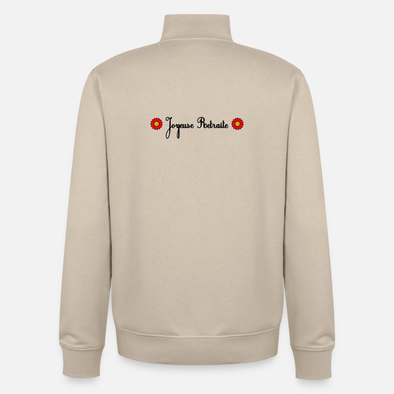 RETRAITE. BONNE RETRAITE. JOYEUSE RETRAITE - Sweat zippé unisexe en coton bio Stanley/Stella - beige crème