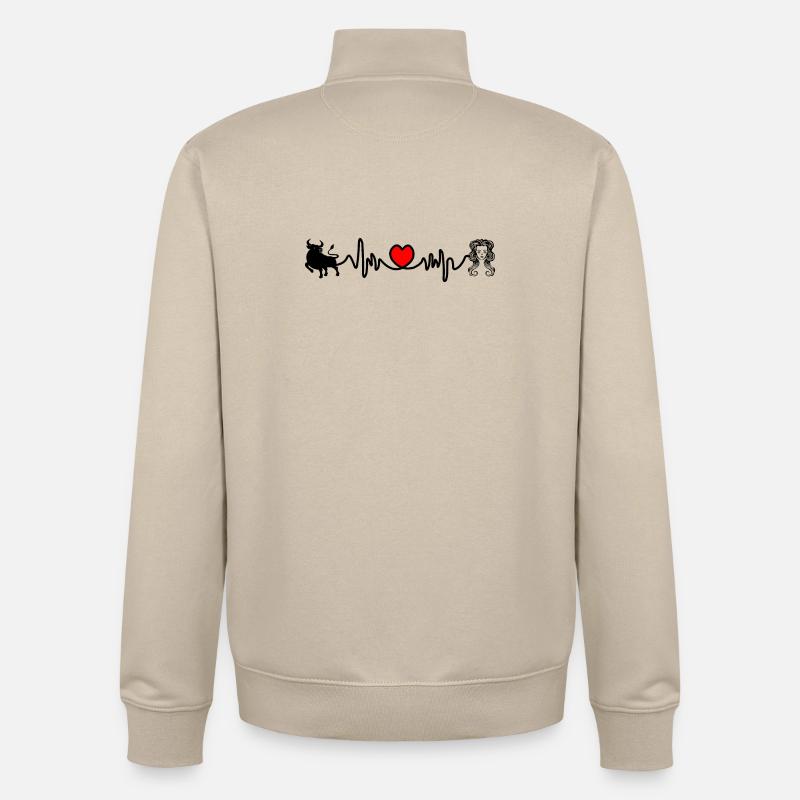 Fréquence cardiaque cardio Taureau vierge - Sweat zippé unisexe en coton bio Stanley/Stella - beige crème