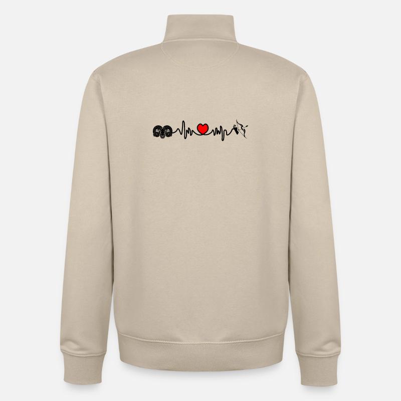 Herzfrequenz Cardio Widder Schütze - Unisex Organic Zip Sweatshirt von Stanley/Stella - Cremebeige