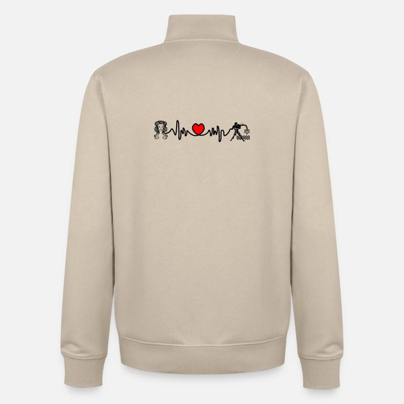 Fréquence cardiaque cardio Vierge Verseau - Sweat zippé unisexe en coton bio Stanley/Stella - beige crème